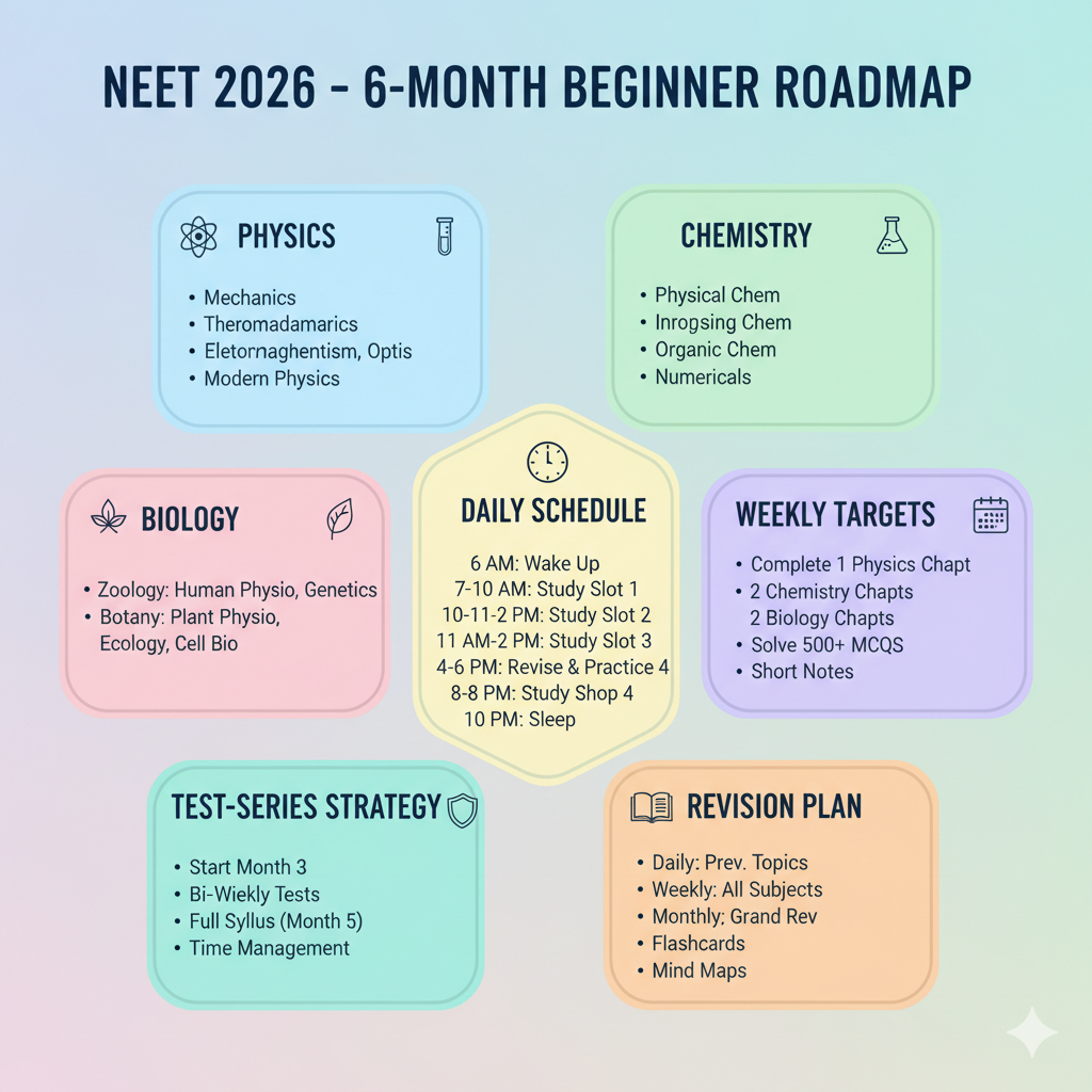 NEET 2026 Preparation Strategy: 6 Months Plan for Beginners (Complete Roadmap)